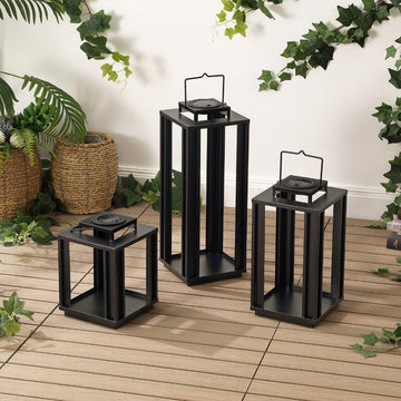 Leland Modern Industrial Integrated Indoor/Outdoor LED Solar Powered Lanterns